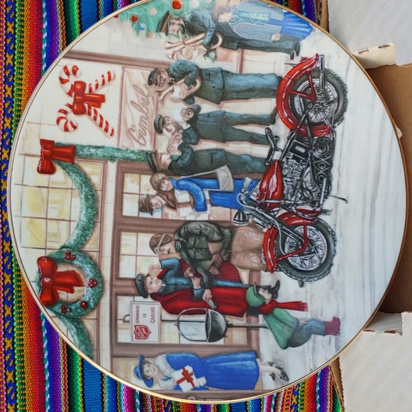 Vintage Harley-Davidson 1987 Christmas Decorative Ceramic Collectors Plate - Picture 1 of 14